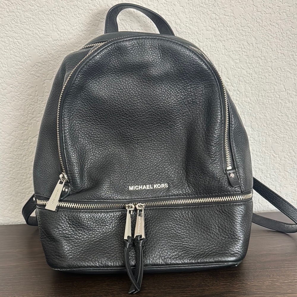 Michael Kors Black Leather Backpack
